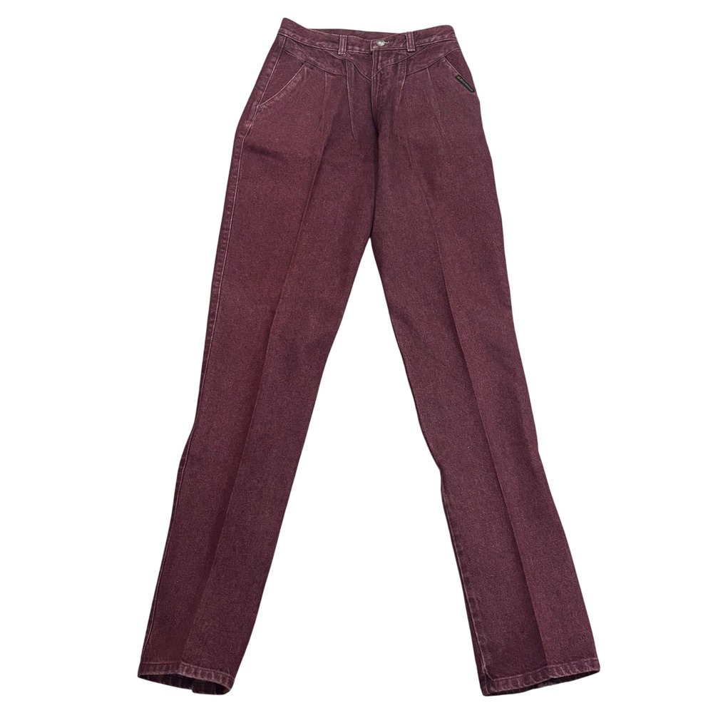 Vintage Rocky Mountain Western Jeans Burgundy High Waist Pleated Denim 9/10 x 36